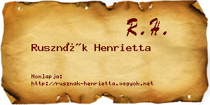 Rusznák Henrietta névjegykártya