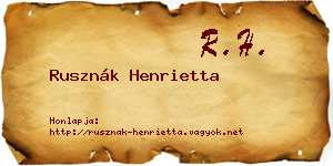 Rusznák Henrietta névjegykártya